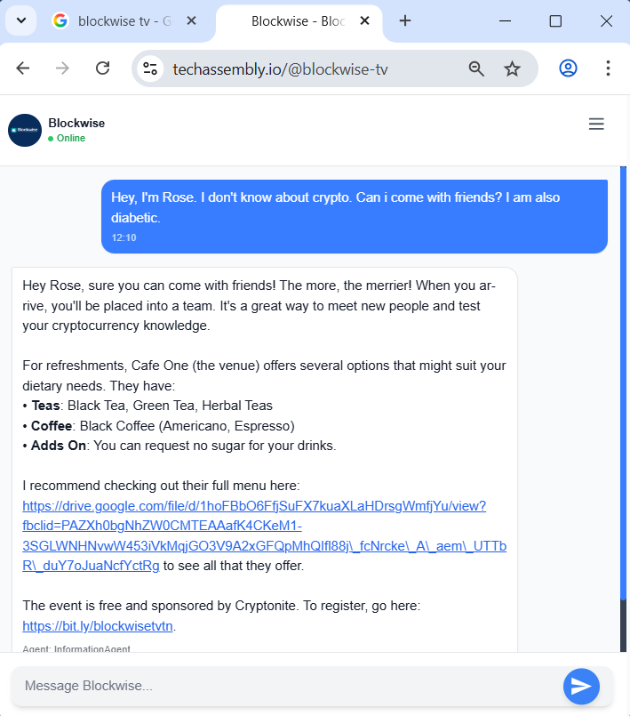 TechAssembly AI Business Assistant Chat Interface and Conversation Dashboard Demo